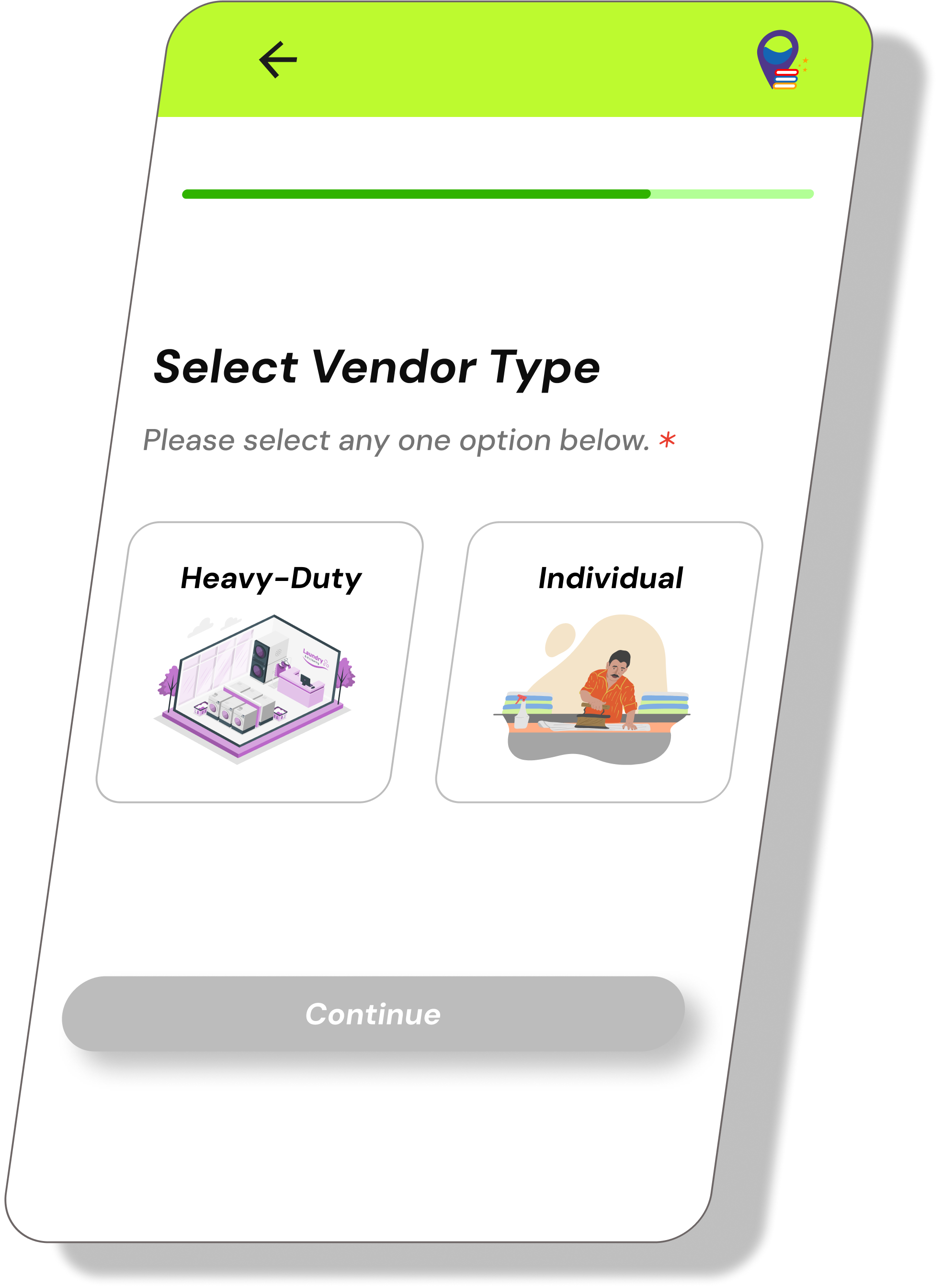 Vendor Type Selection